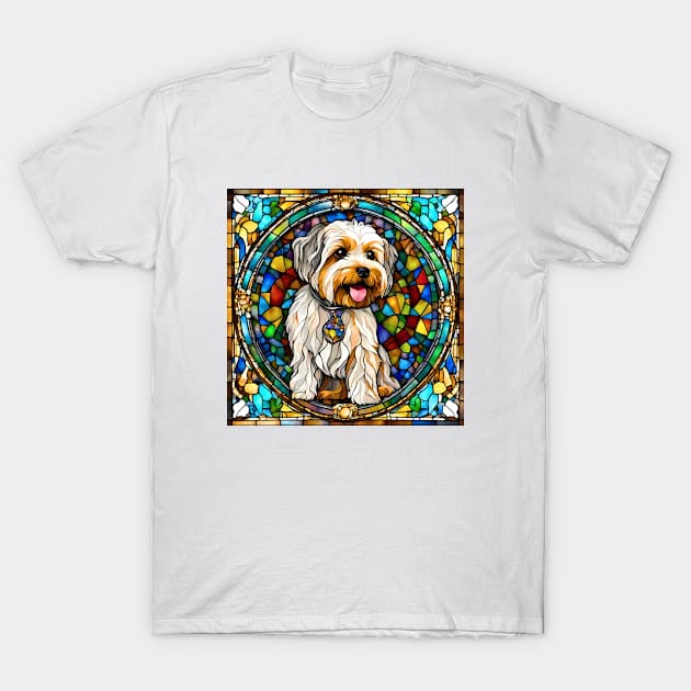 Stained Glass Yorkipoo T-Shirt by Doodle and Things